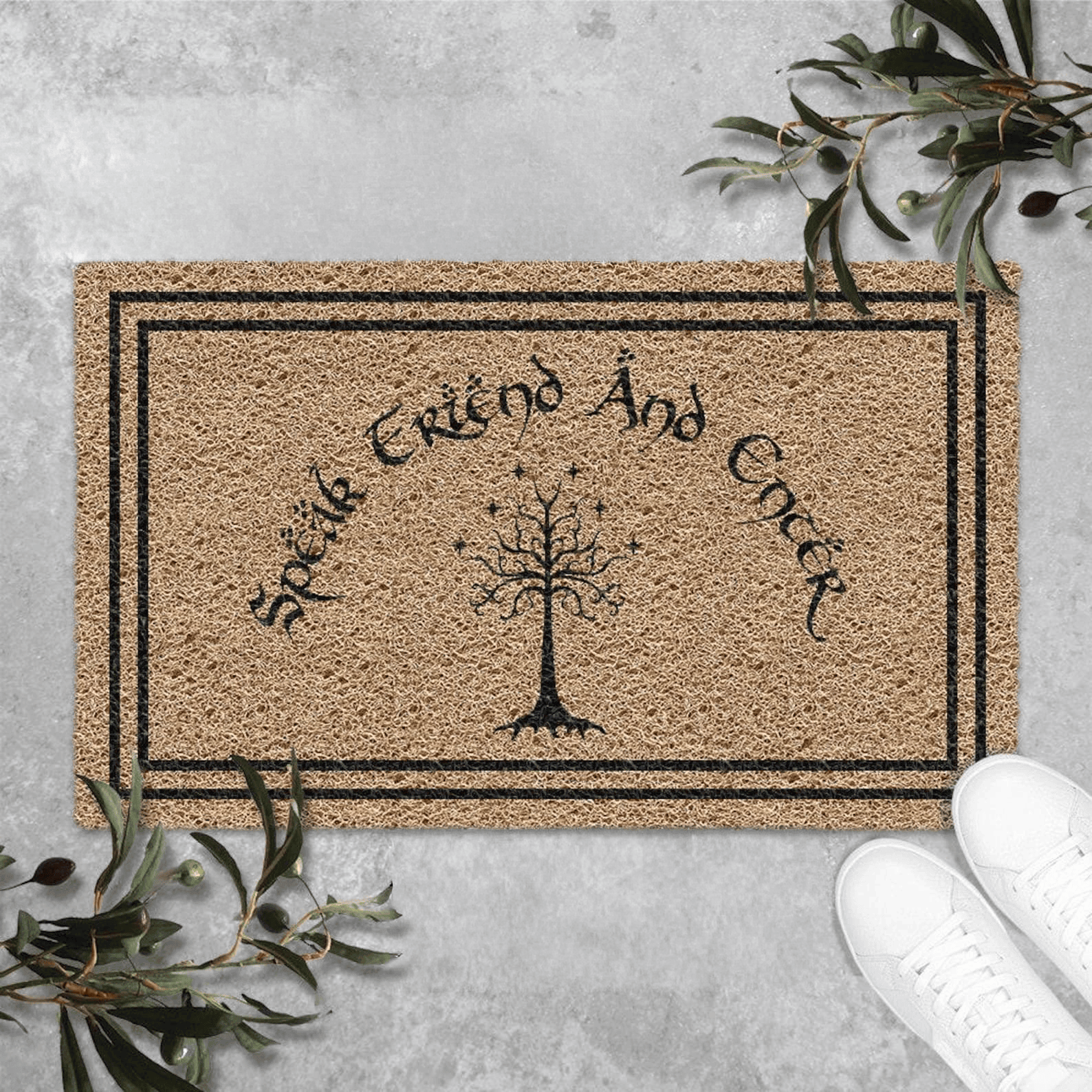 Speak Friend and Enter Doormat Welcome Mat Funny Door Mat LOTR Inspired Mat Housewarming Gifts