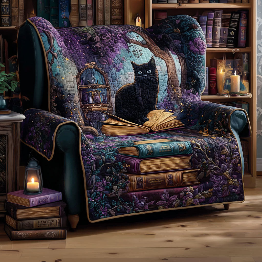 Spellbound Cat Quilted Sofa Cover Best Couch Covers Book Gifts For Father's Day