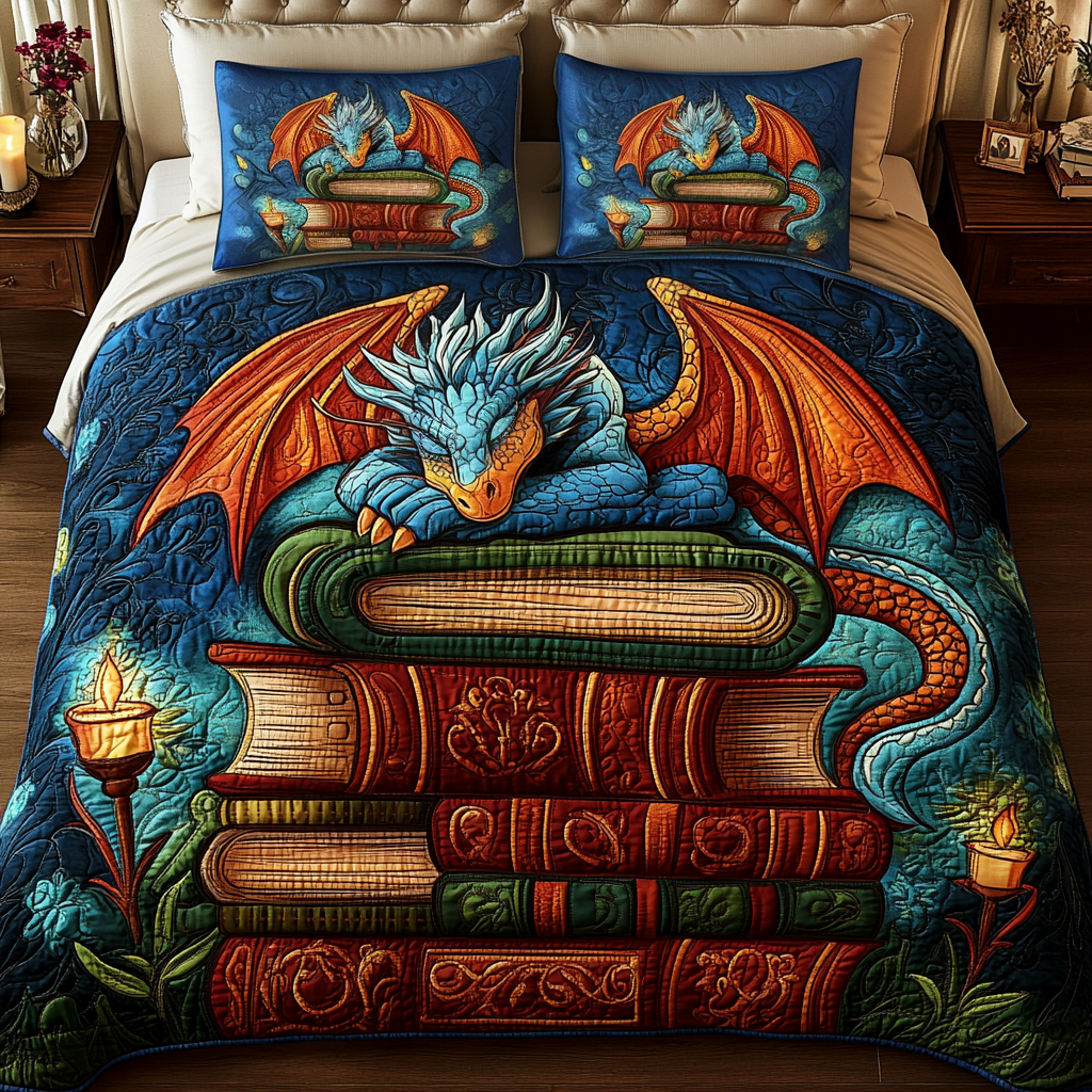 Spellbound Slumber Quilted Bedding Set Duvet Cover Sheets Great Dragon Lover Gifts