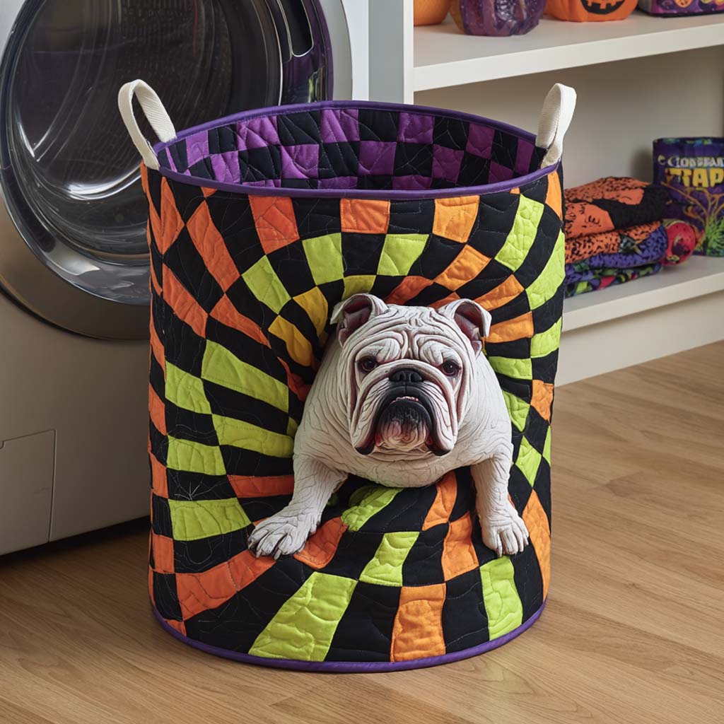 Spiral Bulldog Quilted Laundry Basket Good Laundry Baskets Spooky Gifts For Her