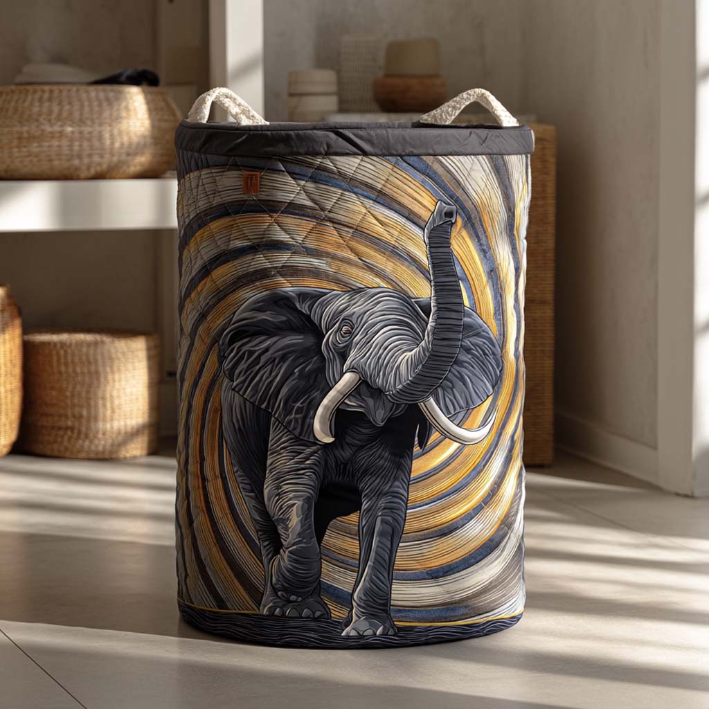 Spiral Elephant Quilted Laundry Basket Storage Bins For Clothes Father's Day Present Ideas
