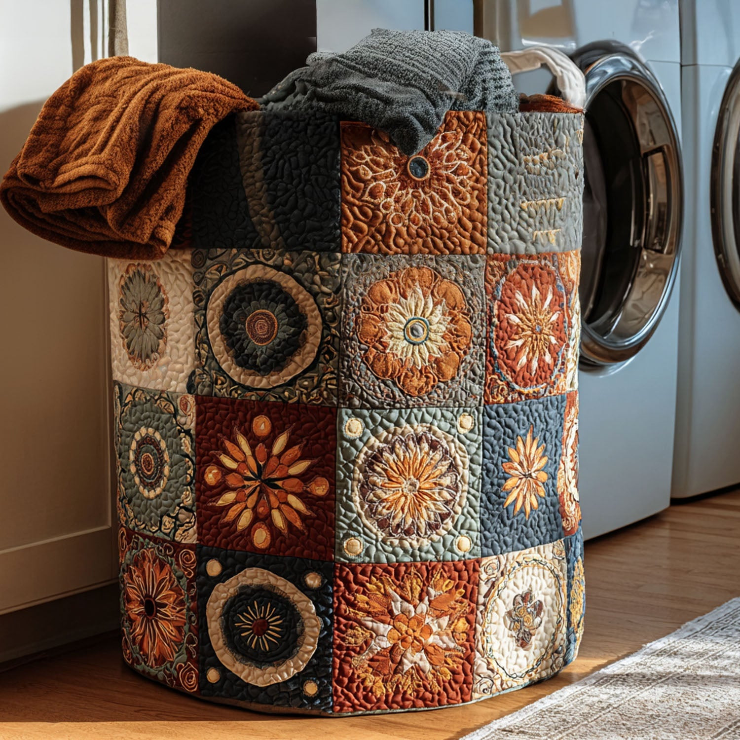 Spirit Geometry Quilted Laundry Basket Folding Laundry Hamper Presents For Mother In Law