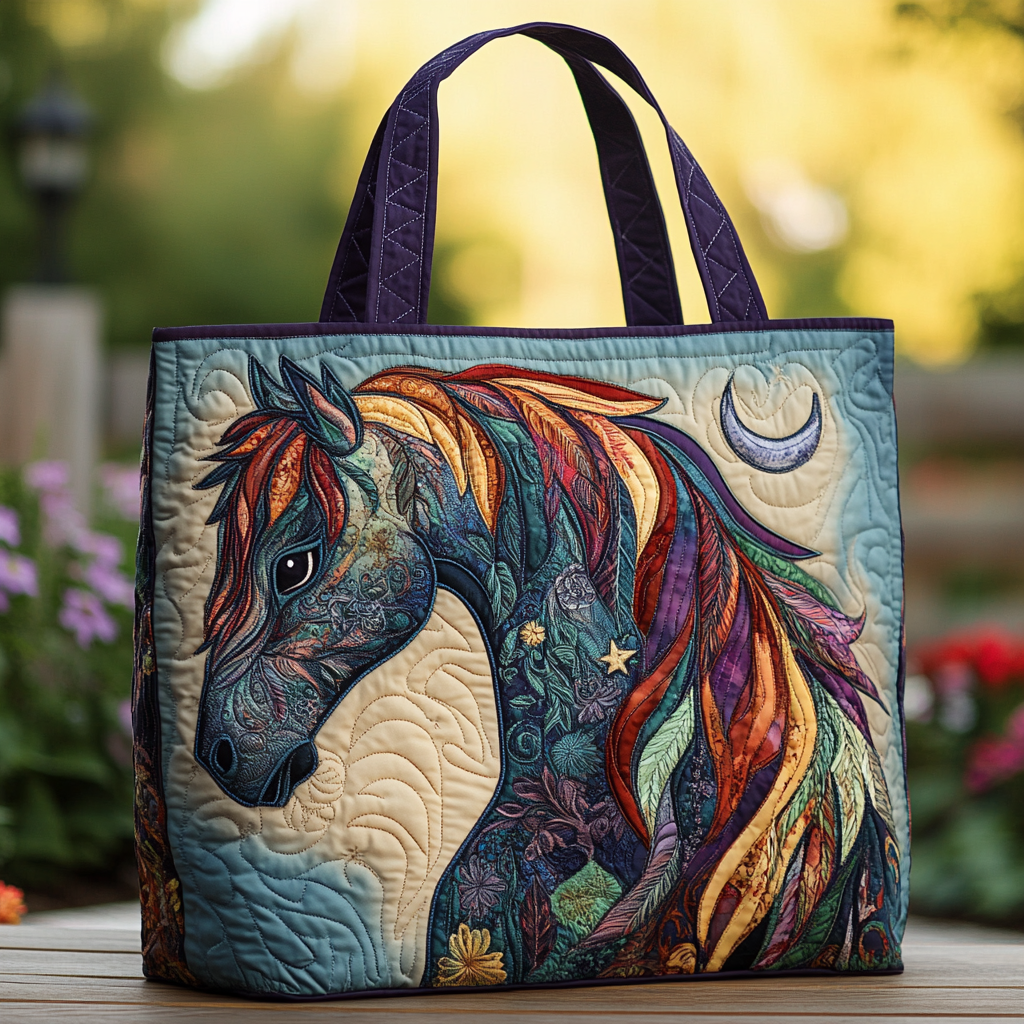 Spirit Horse Quilted Tote Bag Best Shoulder Tote Bag Unique Gifts For Mom