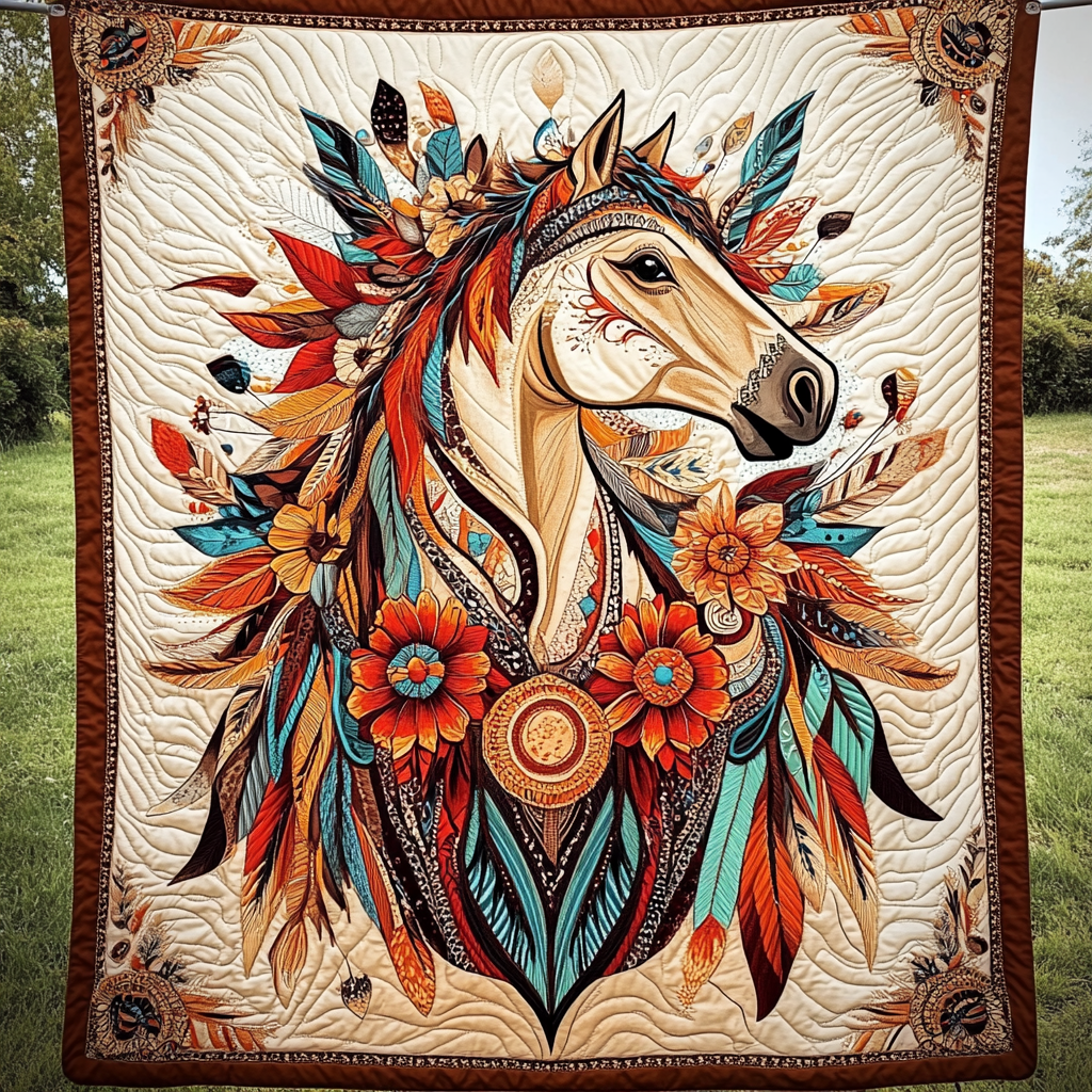 Spirit of the Plains Quilted Blanket Best Bedspread Set Unique Native American Gifts