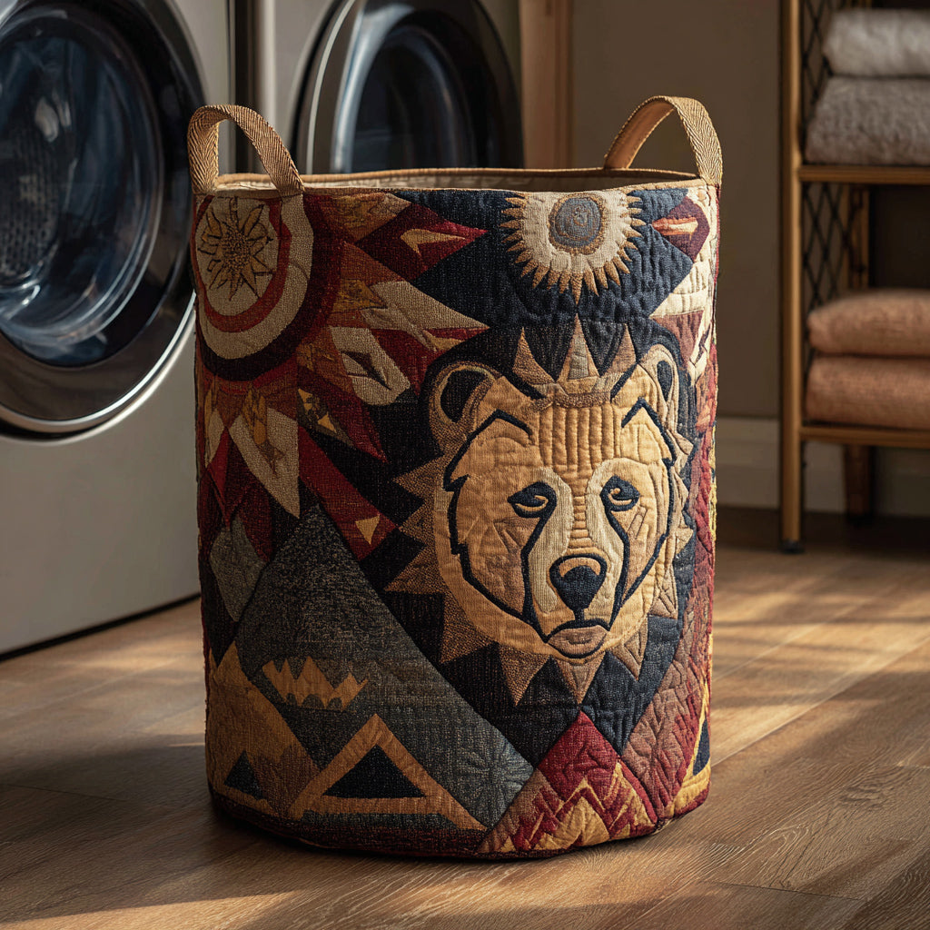 Spirit Tribal Bear Quilted Laundry Basket Basket For Laundry Awesome Native American Gifts