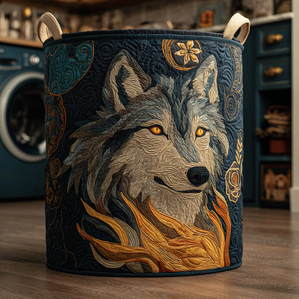 Spirit Wolf Quilted Laundry Basket Laundry Room Decor Great Wolf Lover Gift Ideas