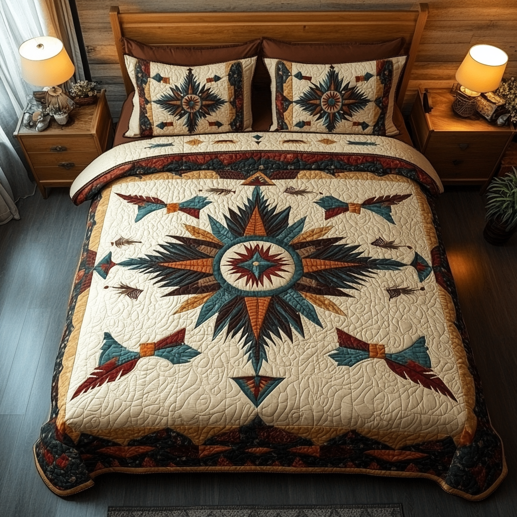 Spirits of the Wind Quilted Bedding Set Cozy Bedroom Decor Native American Presents