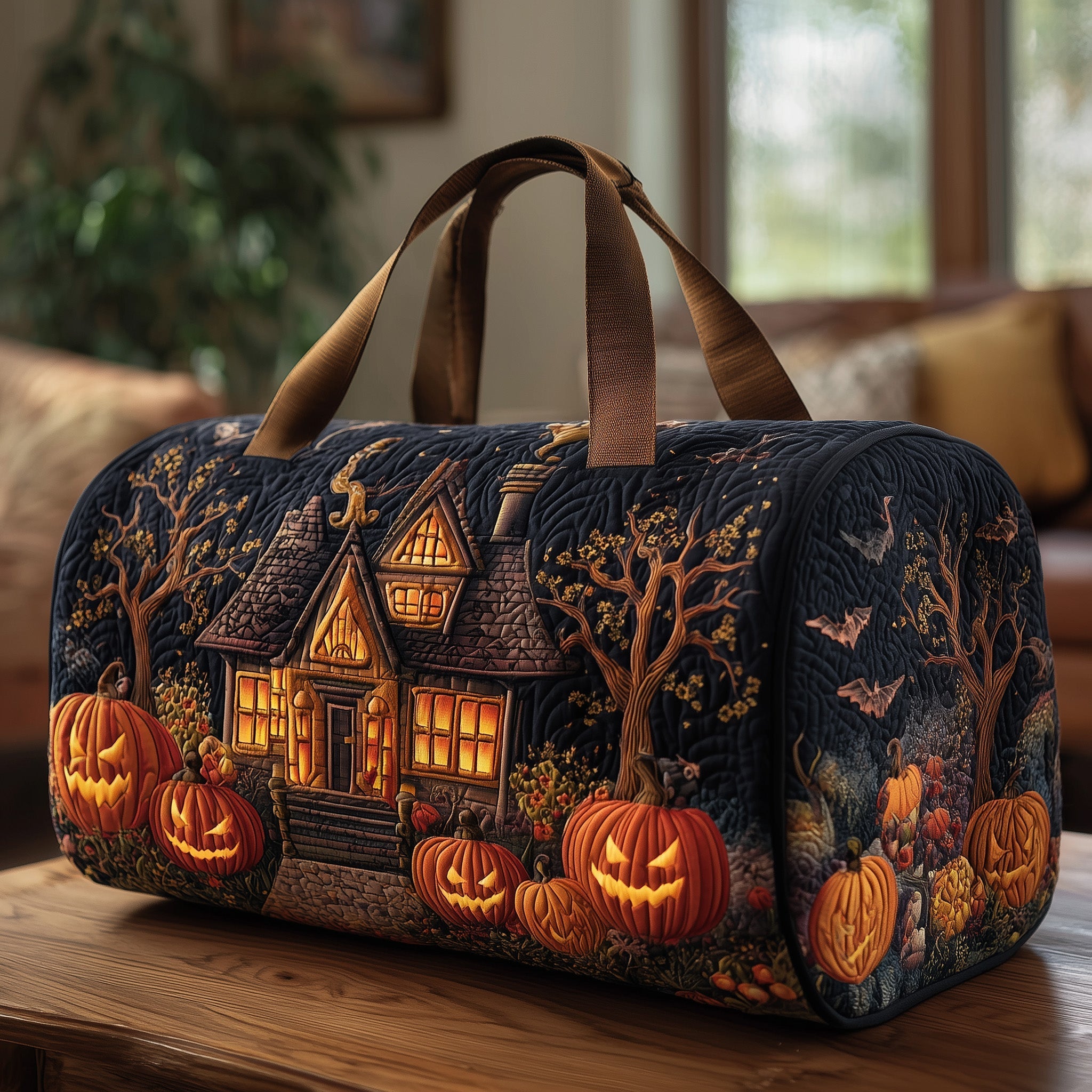 Spooky House Quilted Duffle Bag Trendy Duffel Bags Mother S Day Gift Ideas