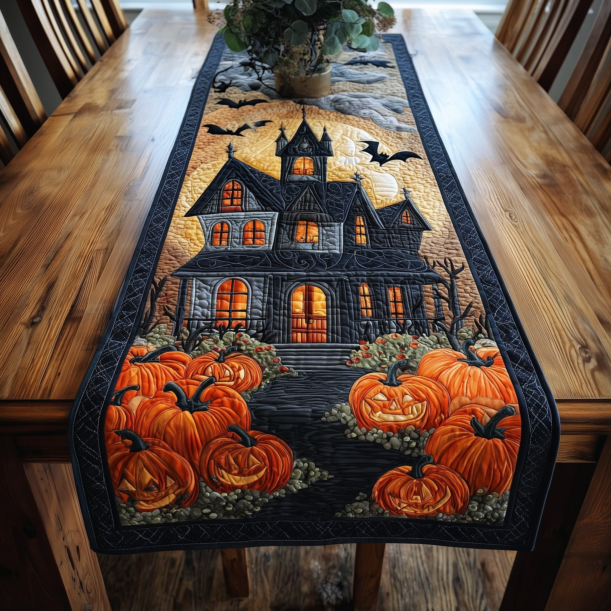 Spooky Manor Quilted Table Runner Halloween Home Decor Halloween Gift Ideas