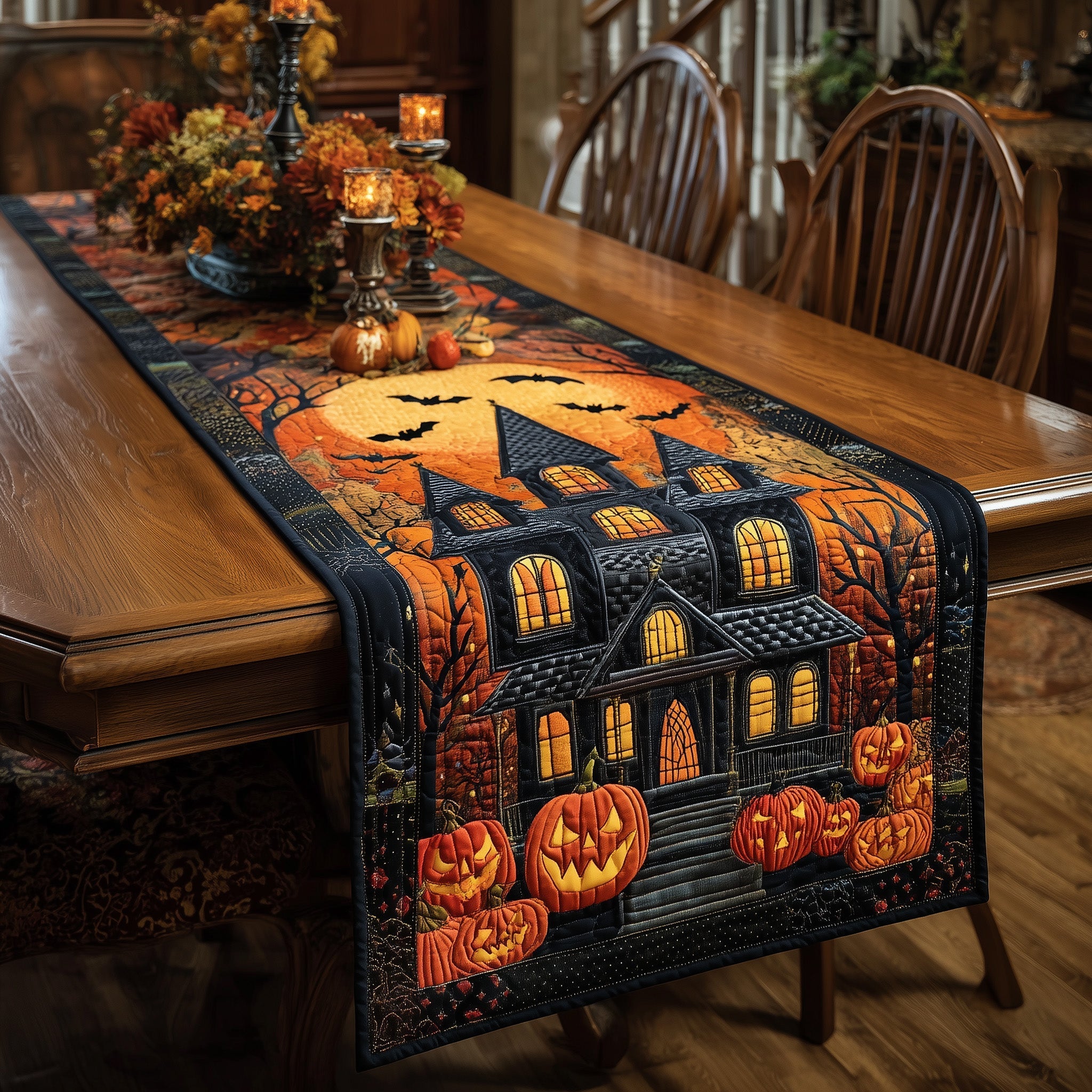 Spooky Manor Quilted Table Runner Spooky Table Runner Halloween Birthday Gifts