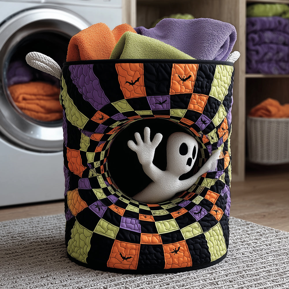 Spooky Vibes Quilted Laundry Basket Unique Hampers Christmas Gift Ideas For Coworkers