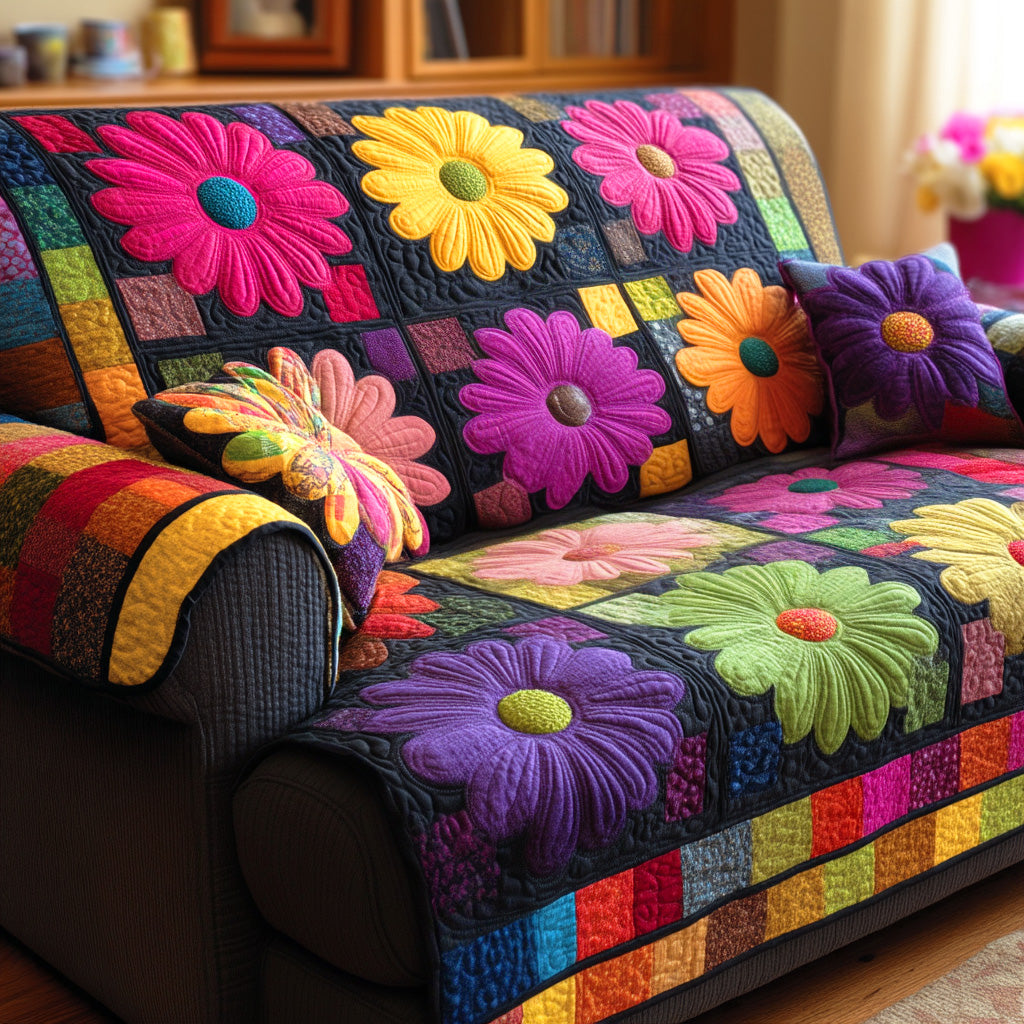 Spring Bloom Charm Quilted Sofa Cover Family Room Furniture Ideas Presents For Mom Birthday