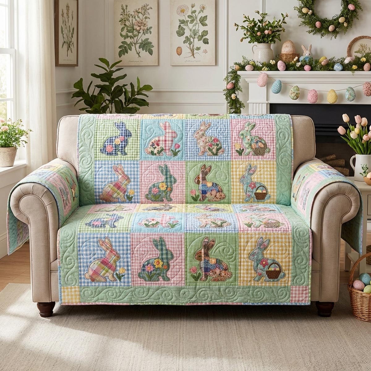 Spring Patch Quilted Sofa Cover Best Sofa Cushion Covers Cute Easter Gifts