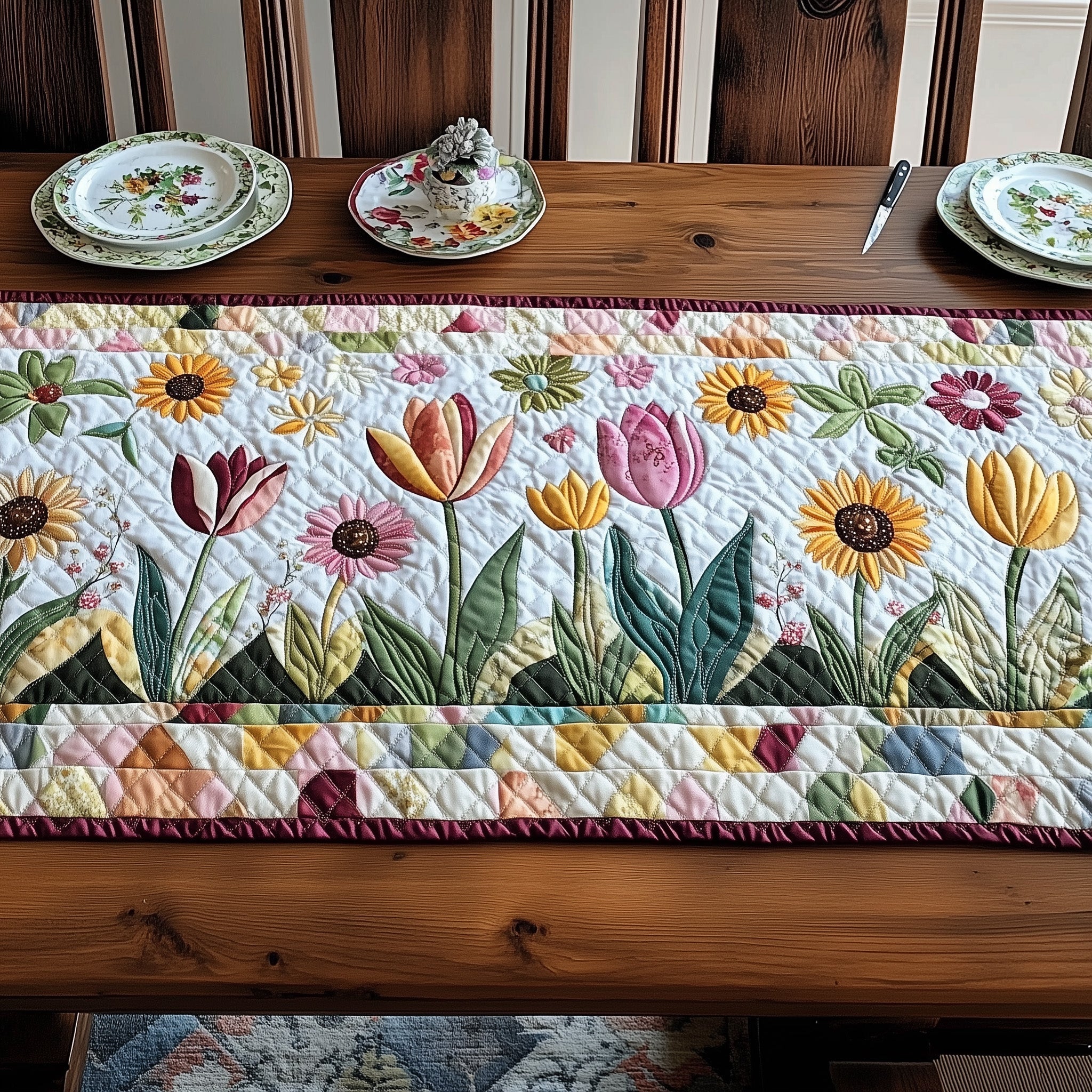 Spring Radiance Quilted Table Runner Table Runner For Dining Table Gifts For Mom