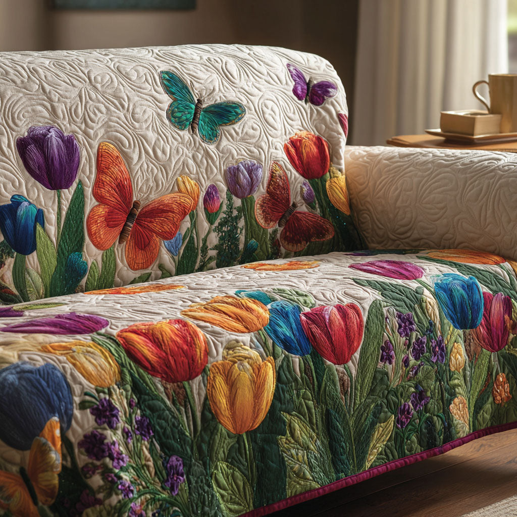 Spring Wingscape Quilted Sofa Cover Best Couch Covers Butterfly Gifts For Friends