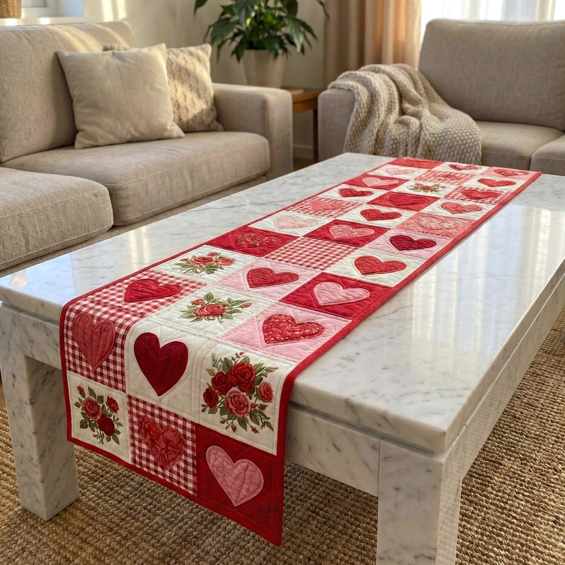 Springtime Adore Quilted Table Runner Valentine Runner For Table Valentine Day Ideas For Men