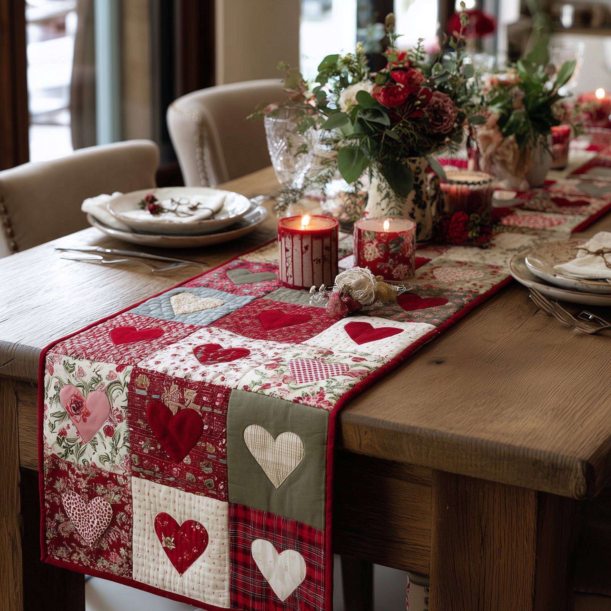 Springtime Adore Quilted Table Runner Valentine Table Set Up Valentine Day Gifts For My Wife