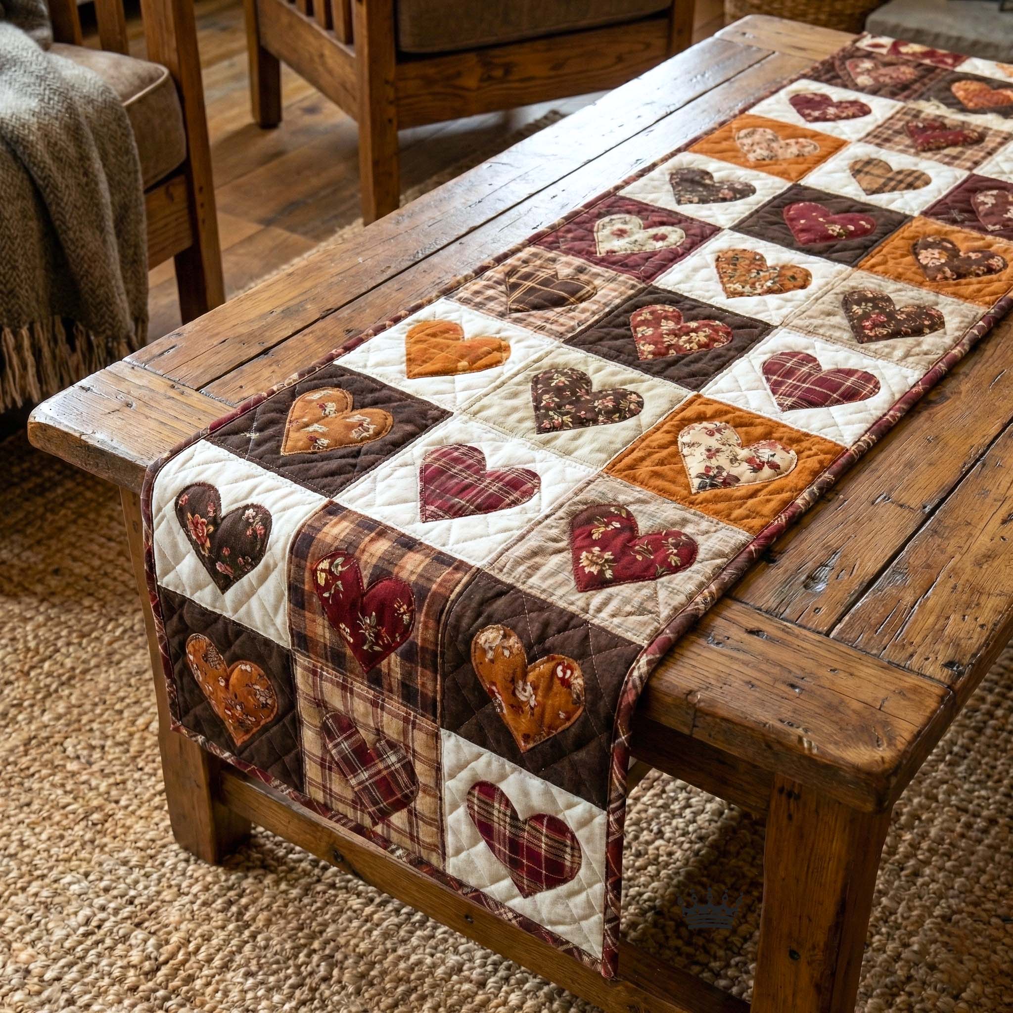 Springtime Adore Quilted Table Runner Valentine's Day Runner Valentine Day Throw Blanket