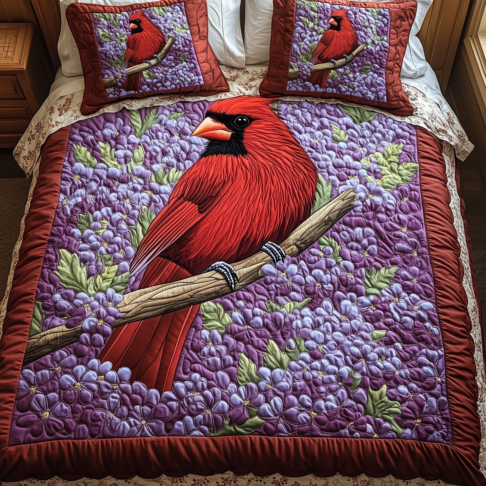 Springtime Cardinal Quilted Bedding Set Bedroom Furniture Ideas Best Cardinal Gift Items