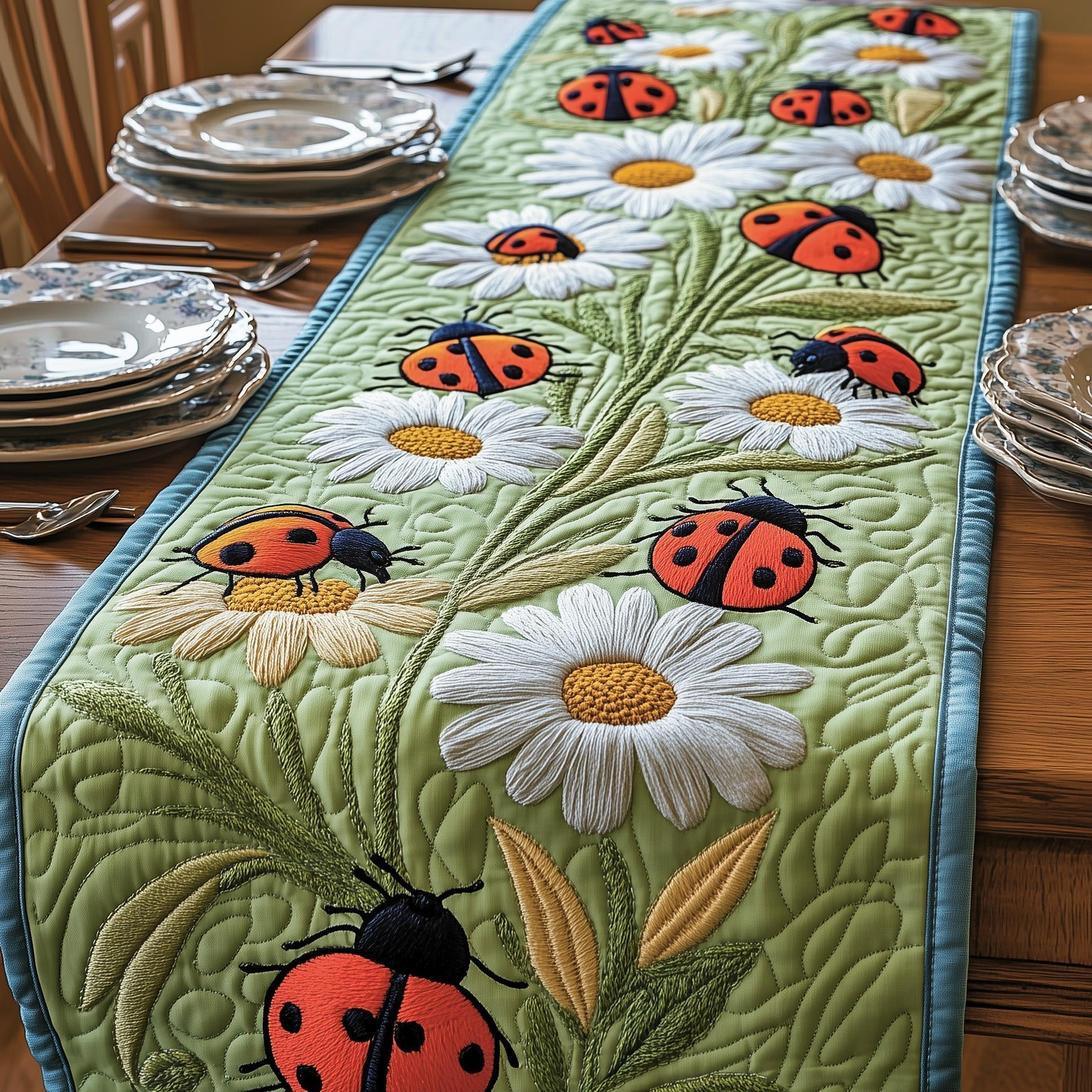 Springtime Ladybug Quilted Table Runner Dining Table Centerpiece Ideas Best Moms Day Gifts