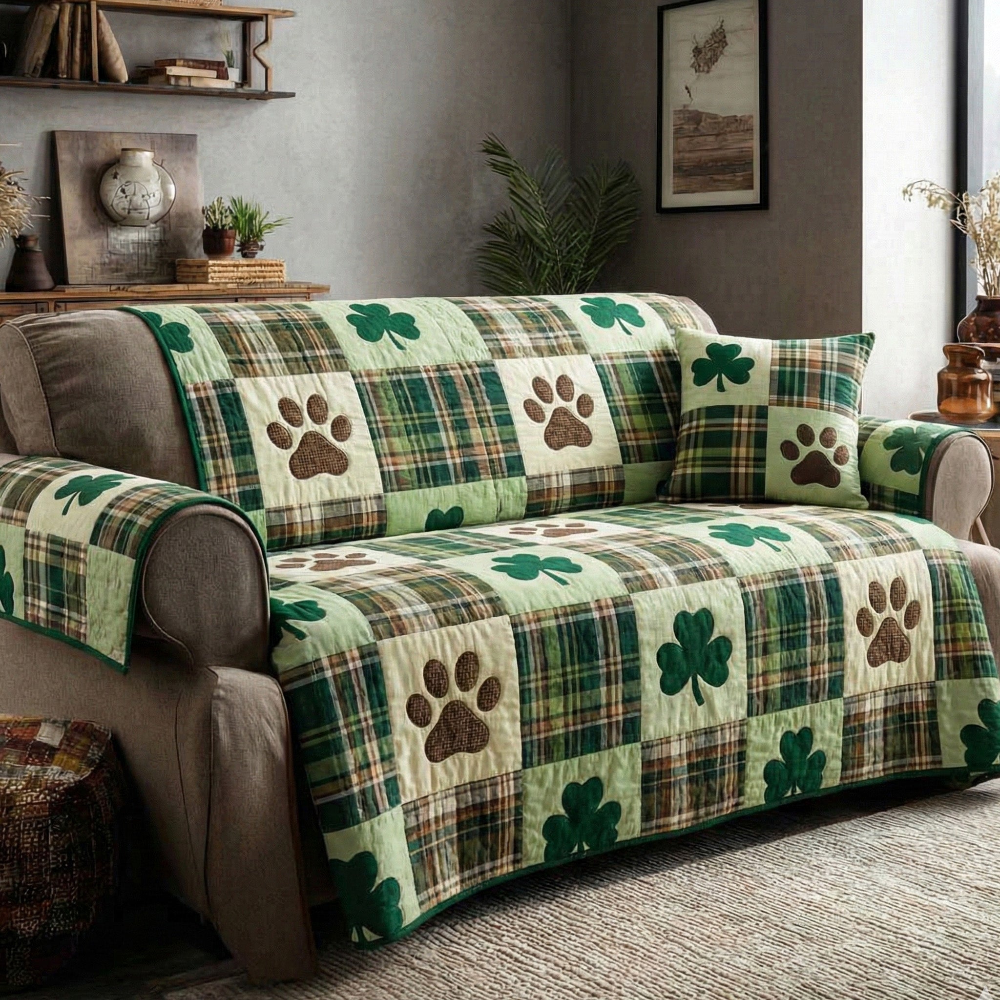 Springtime Lucky Quilted Sofa Cover Pretty Sofa Covers Dog Lover Gifts For Him
