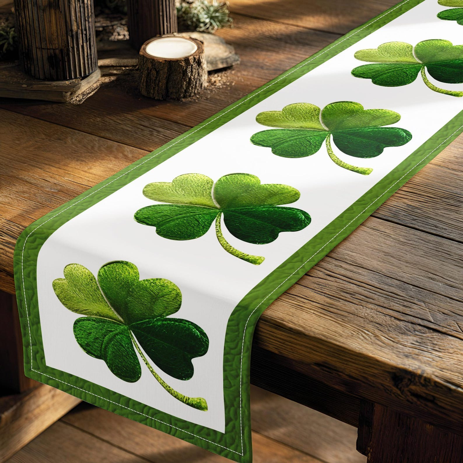 St Patrick's Day Table Runner Green Shamrock Clover Table Decor Irish Holiday Gifts