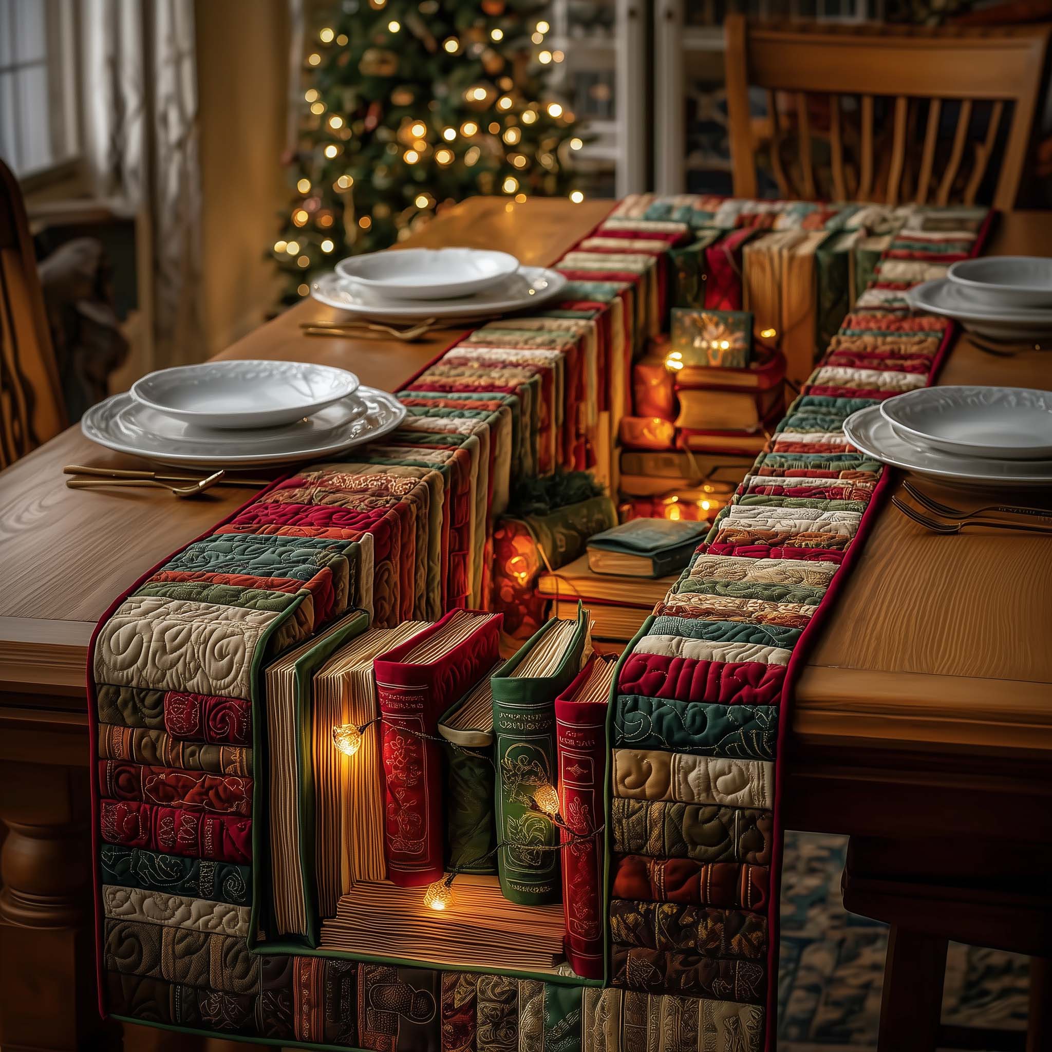 Stack Tunnel Quilted Table Runner Holiday Table Throw Good Gifts For Christmas