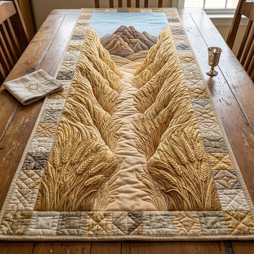 Star Harvest Harmony Quilted Table Runner Seder Table Decor Best Gift For Passover