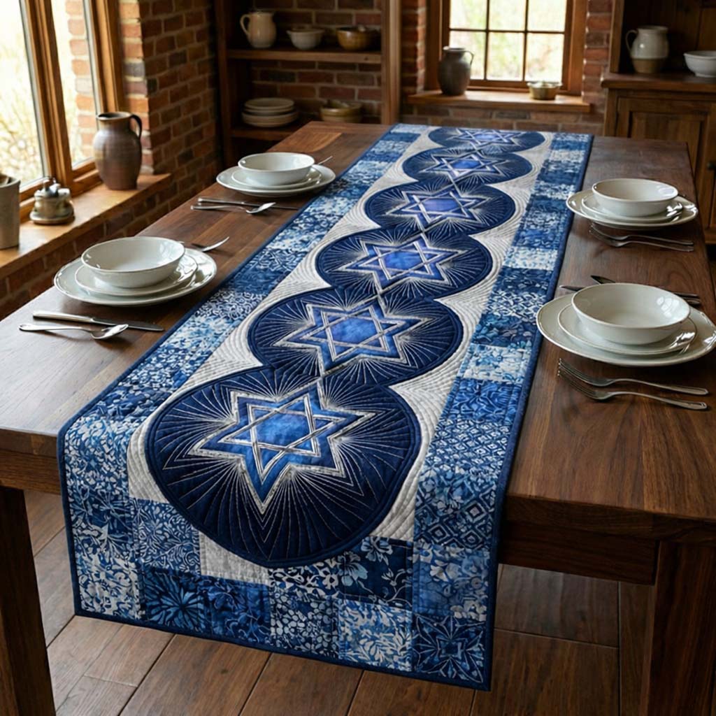 Star of David Quilted Table Runner Dining Room Decor Ideas Top Hanukkah Gifts