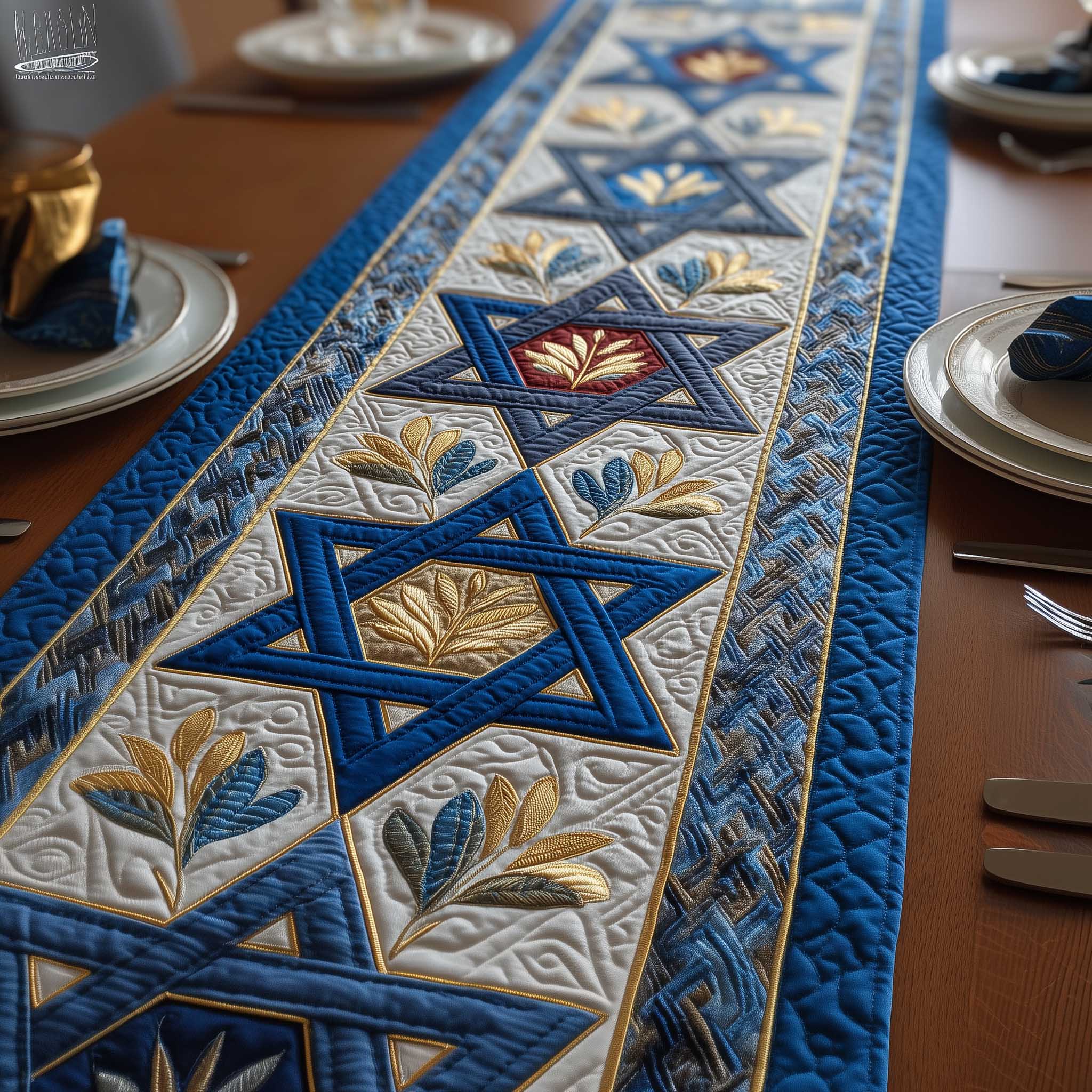 Star of David Quilted Table Runner Dining Room Table Decor Ideas Hanukkah Gift Suggestions