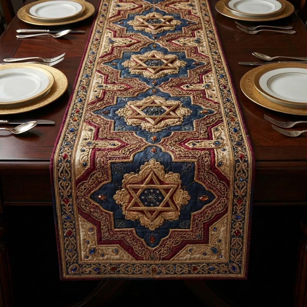 Star of David Quilted Table Runner Dining Table Ideas Hanukkah Gifts For Men