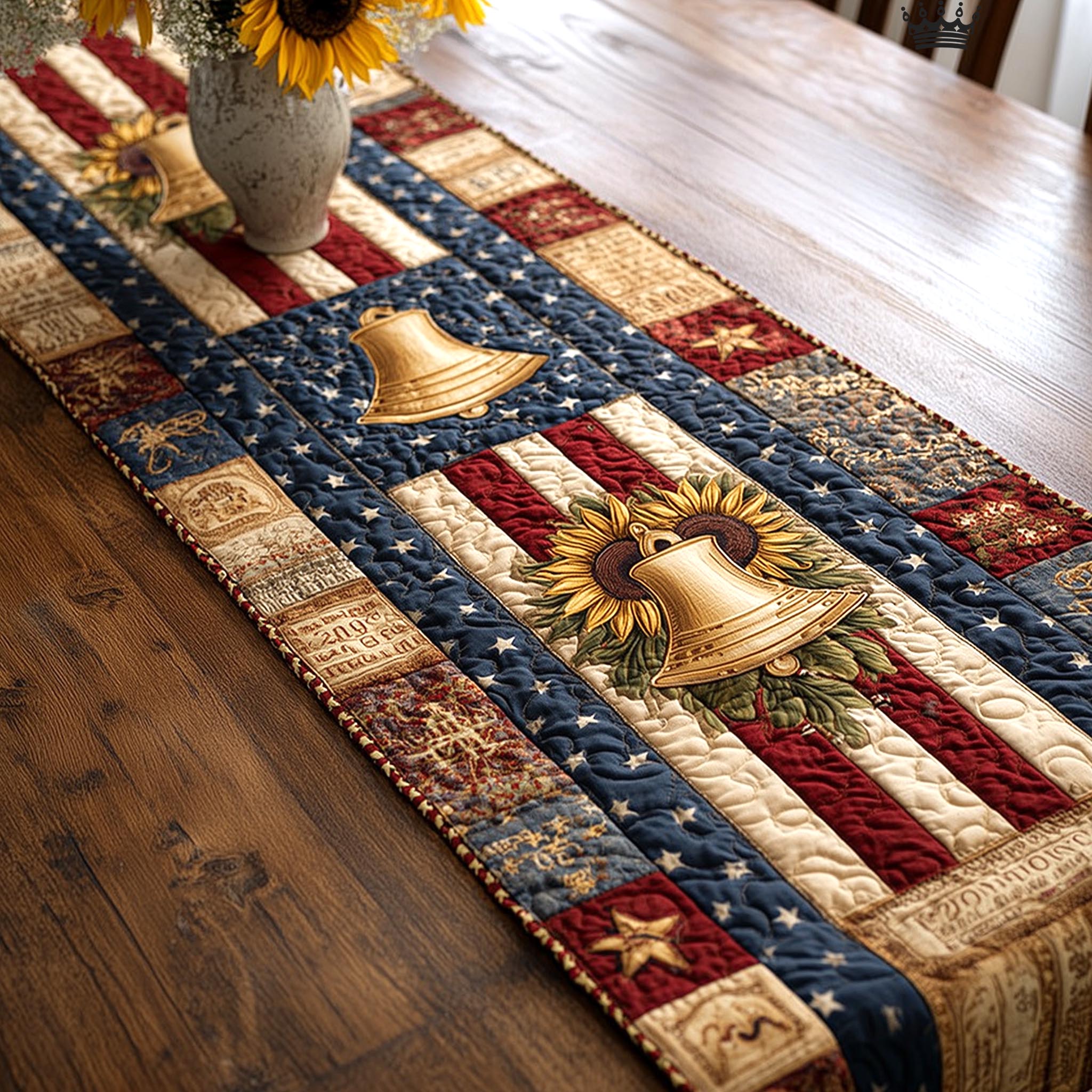 Star Palette Quilted Table Runner July 4 Table Decorations Patriotic Gifts For Him