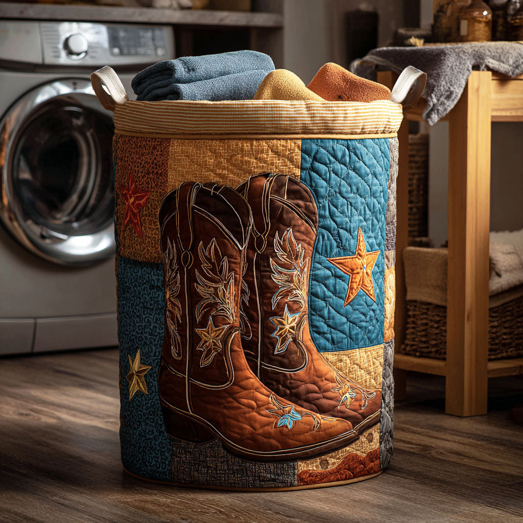 Starry Boots Quilted Laundry Basket Unique Laundry Hamper Ideas Cowboy Gifts For Dad