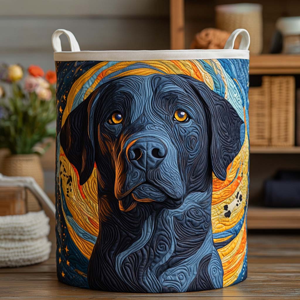 Starry Gaze Quilted Laundry Basket Foldable Laundry Basket Labrador Merchandise
