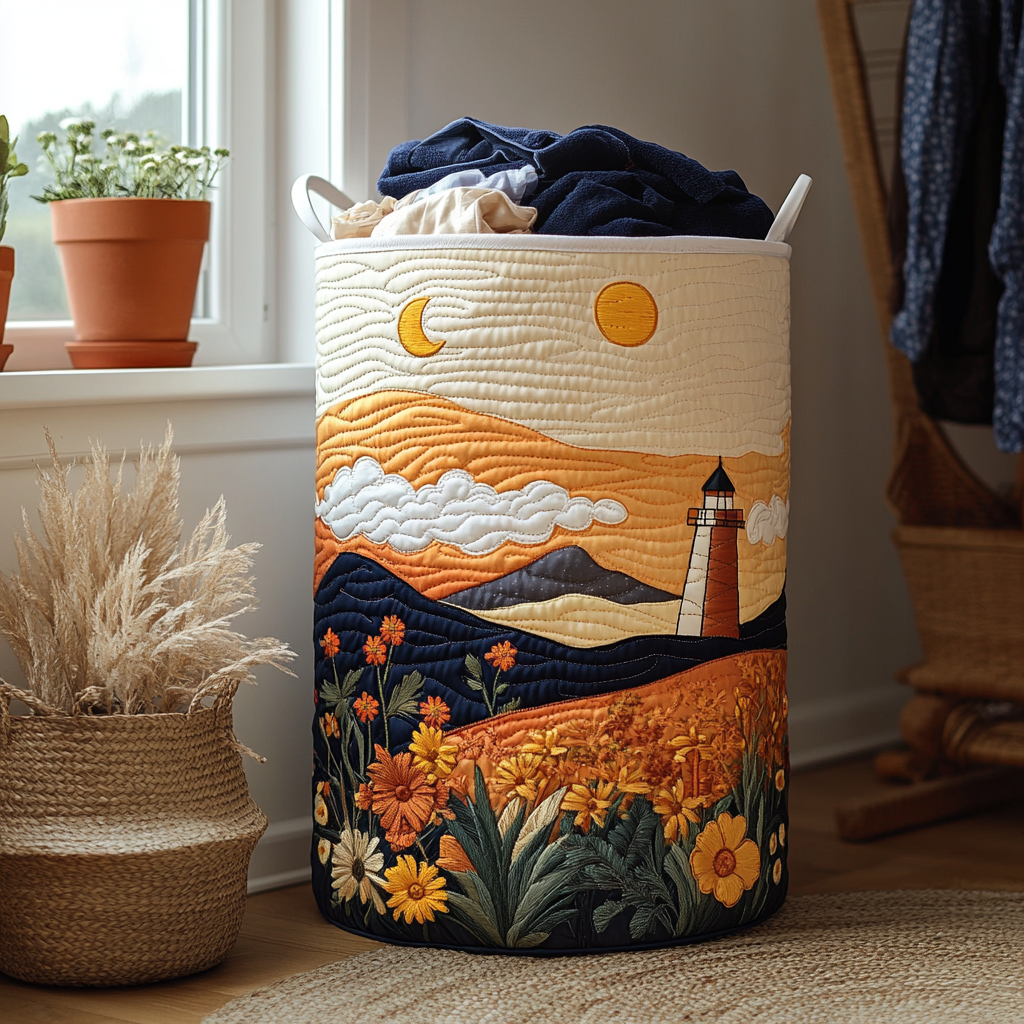 Starry Lighthouse Quilted Laundry Basket Biggest Laundry Basket Nice Housewarming Gifts