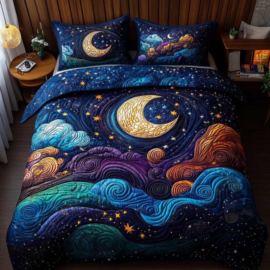 Starry Night Quilted Bedding Set Best Queen Sheets Bonus Mom Gifts Mother's Day Ideas
