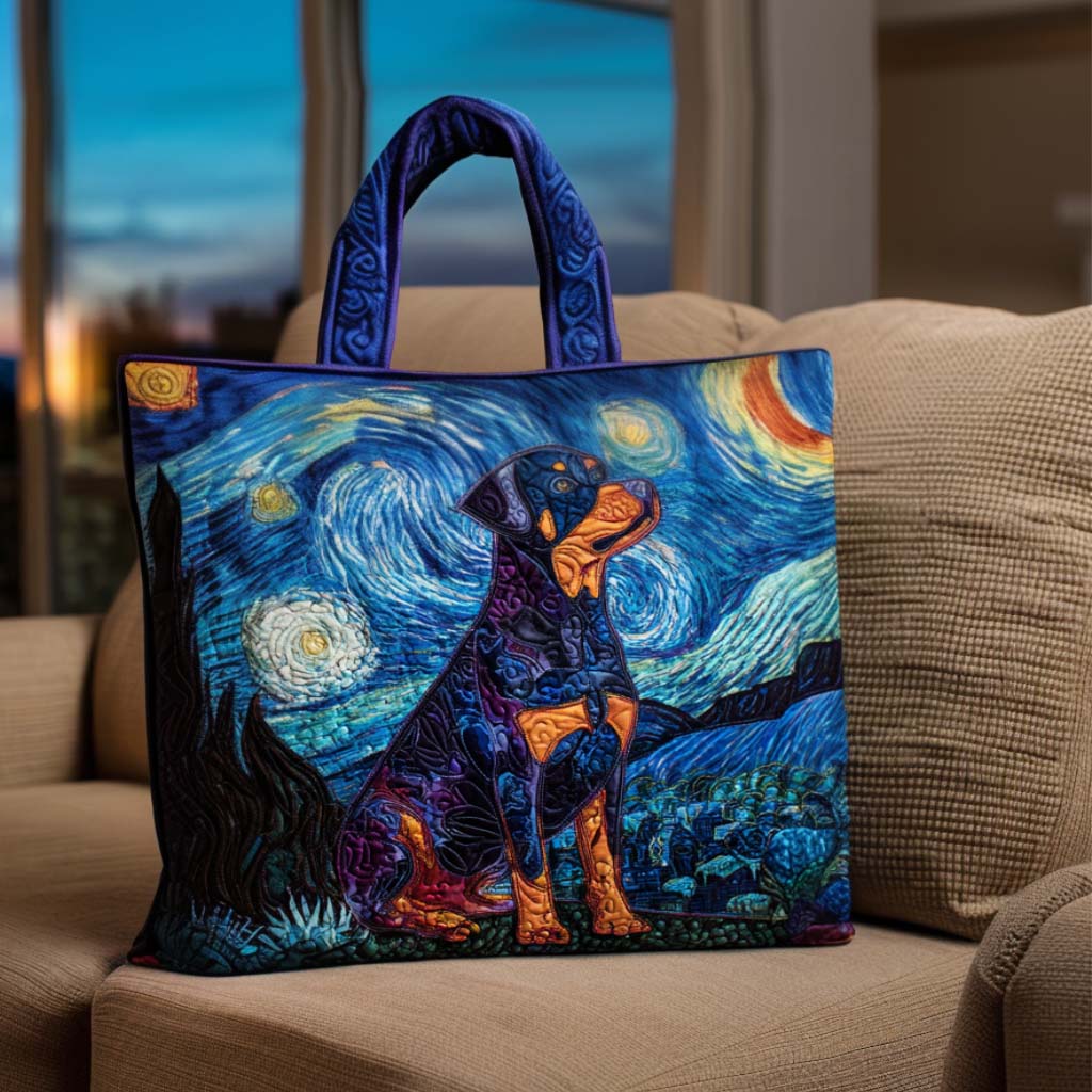 Starry Night Rottie Quilted Tote Bag The Best Shoulder Bags Gifts For Mum