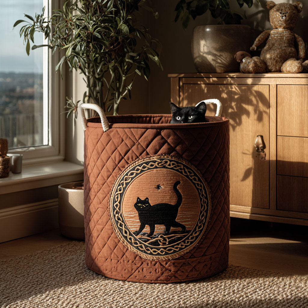 Starry Path Cat Quilted Laundry Basket Rustic Laundry Basket Gift For Cat Lover