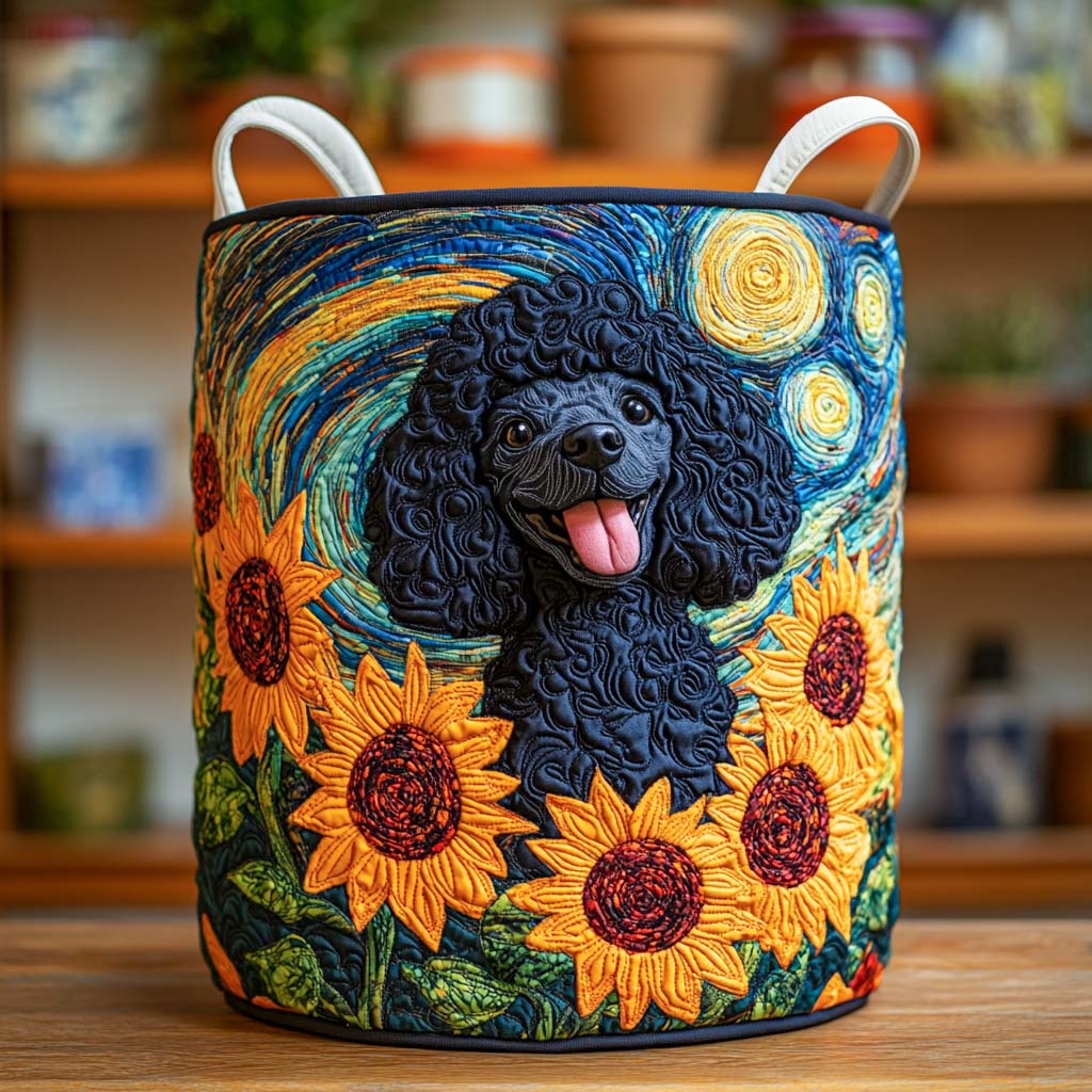 Starry Poodle Garden Quilted Laundry Basket Coolest Laundry Baskets Poodle Related Gifts