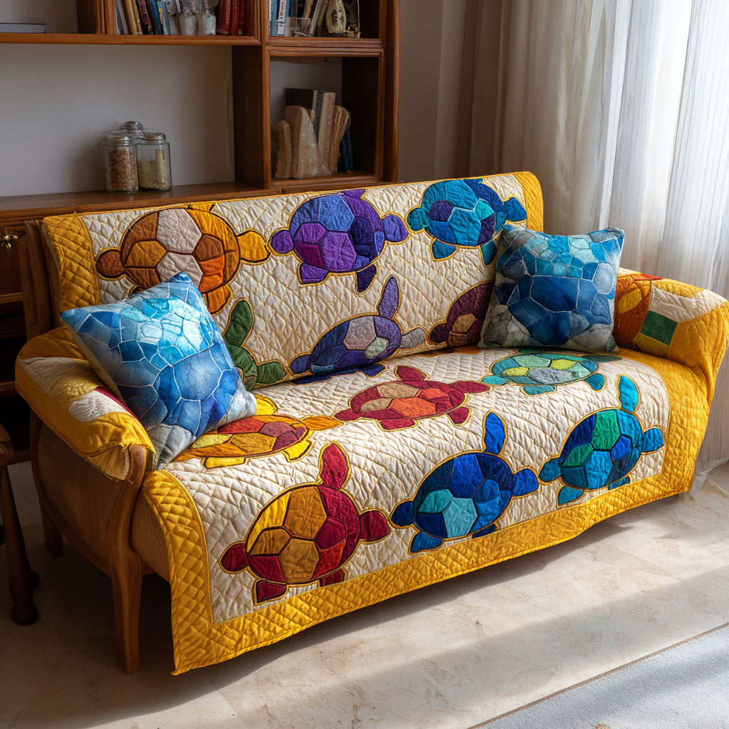 Starry Shore Quilted Sofa Cover Sofa Throw Covers Turtle Gifts For Husband