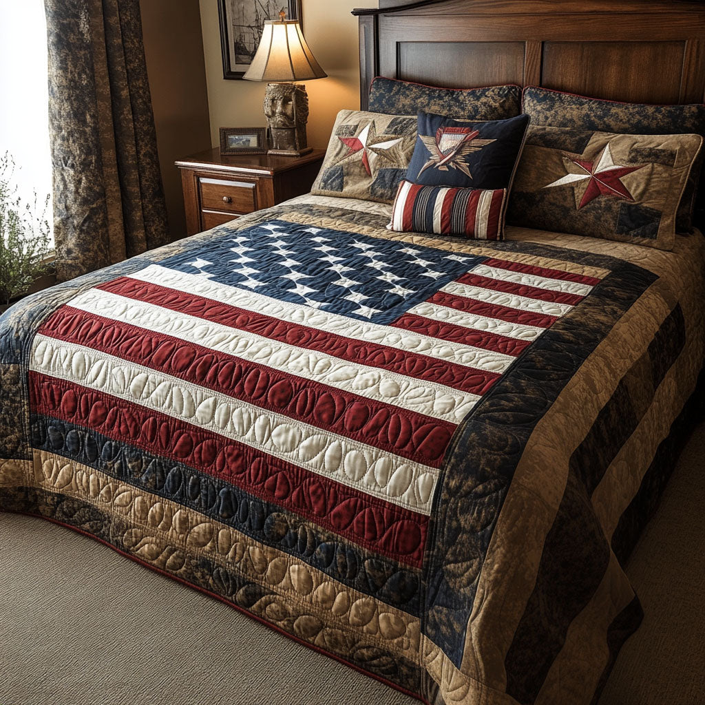Stars of Honor Quilted Bedding Set Cute Queen Bed Sheets Mother's Day Gifts For Daughter In Law