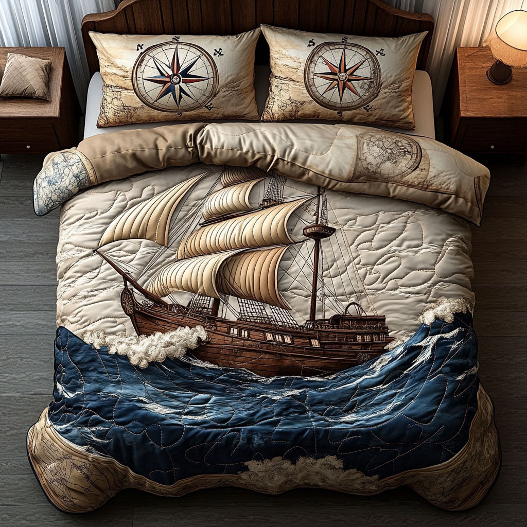 Storm Fury Quilted Bedding Set Cool Bedroom Decor Gifts For An Ocean Lover
