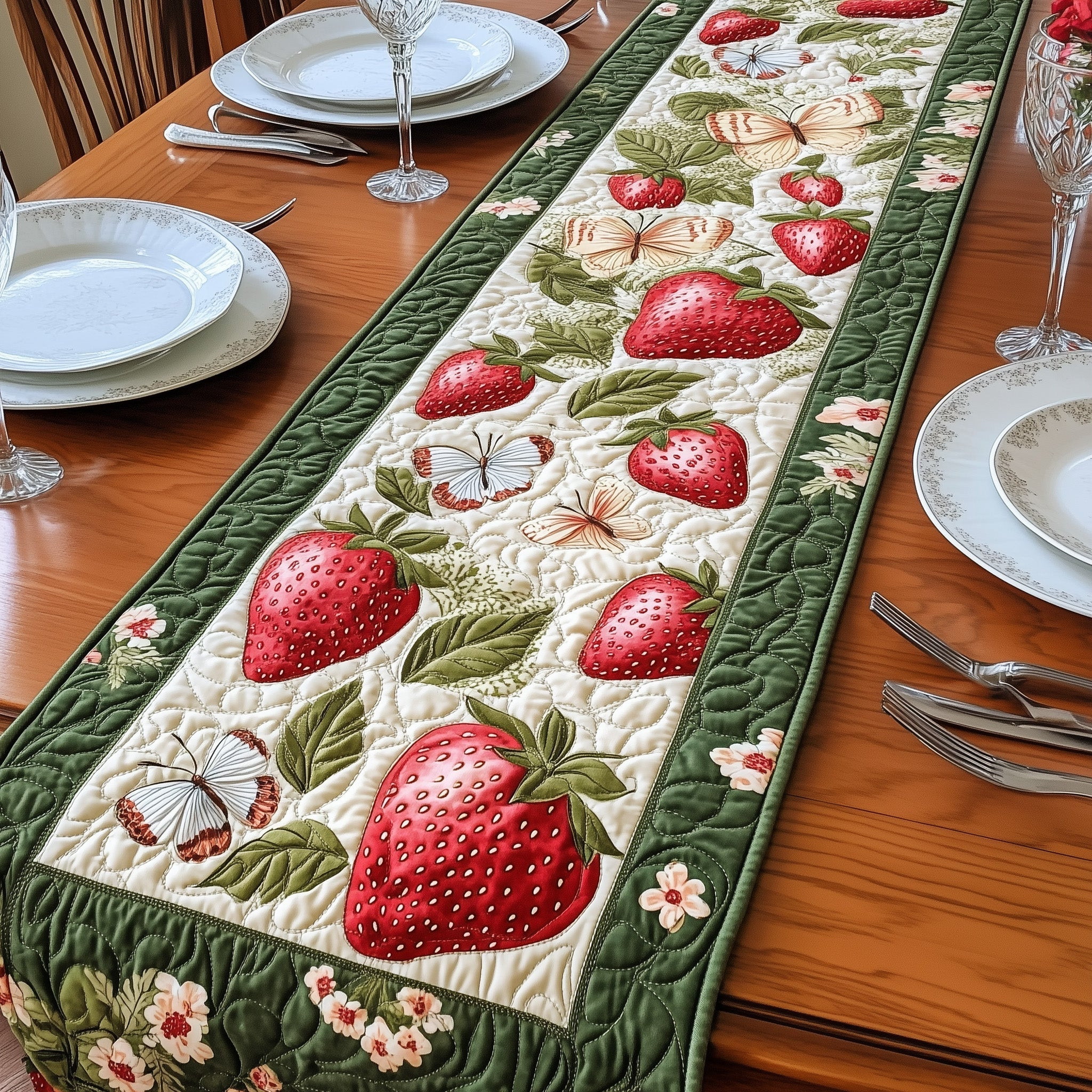 Strawberry Quilted Table Runner Dining Room Decor Ideas Best Mothers Day Ideas