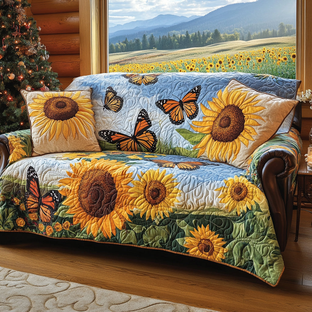 Summer Bloom Quilted Sofa Cover Best Sofa Covers Sunflower Gifts For Her