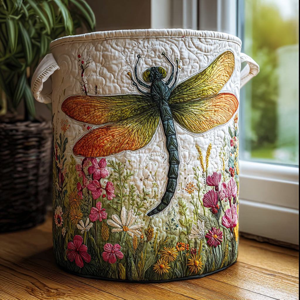 Summer Breeze Dragonfly Quilted Laundry Basket Clothes Hamper Gifts For Dragonfly Lovers