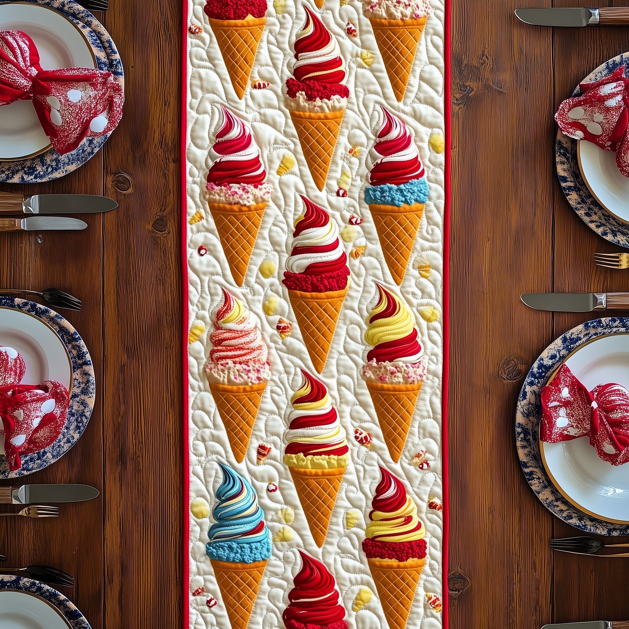 Summer Swirl Quilted Table Runner Runner Table Mat Mother's Day For Grandma