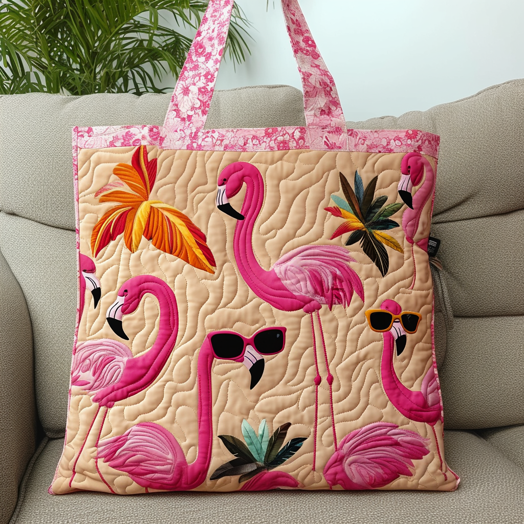 Summer Vibes Flamingo Quilted Tote Bag Most Popular Shoulder Bags Best Mothers Day Gifts
