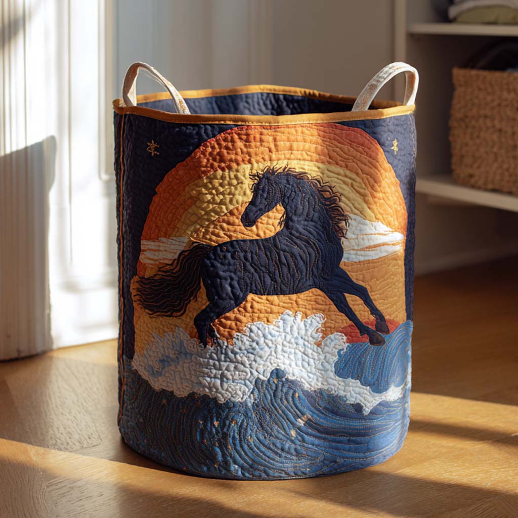 Sun Warrior Quilted Laundry Basket House Decor Best Gifts For Horse Owners