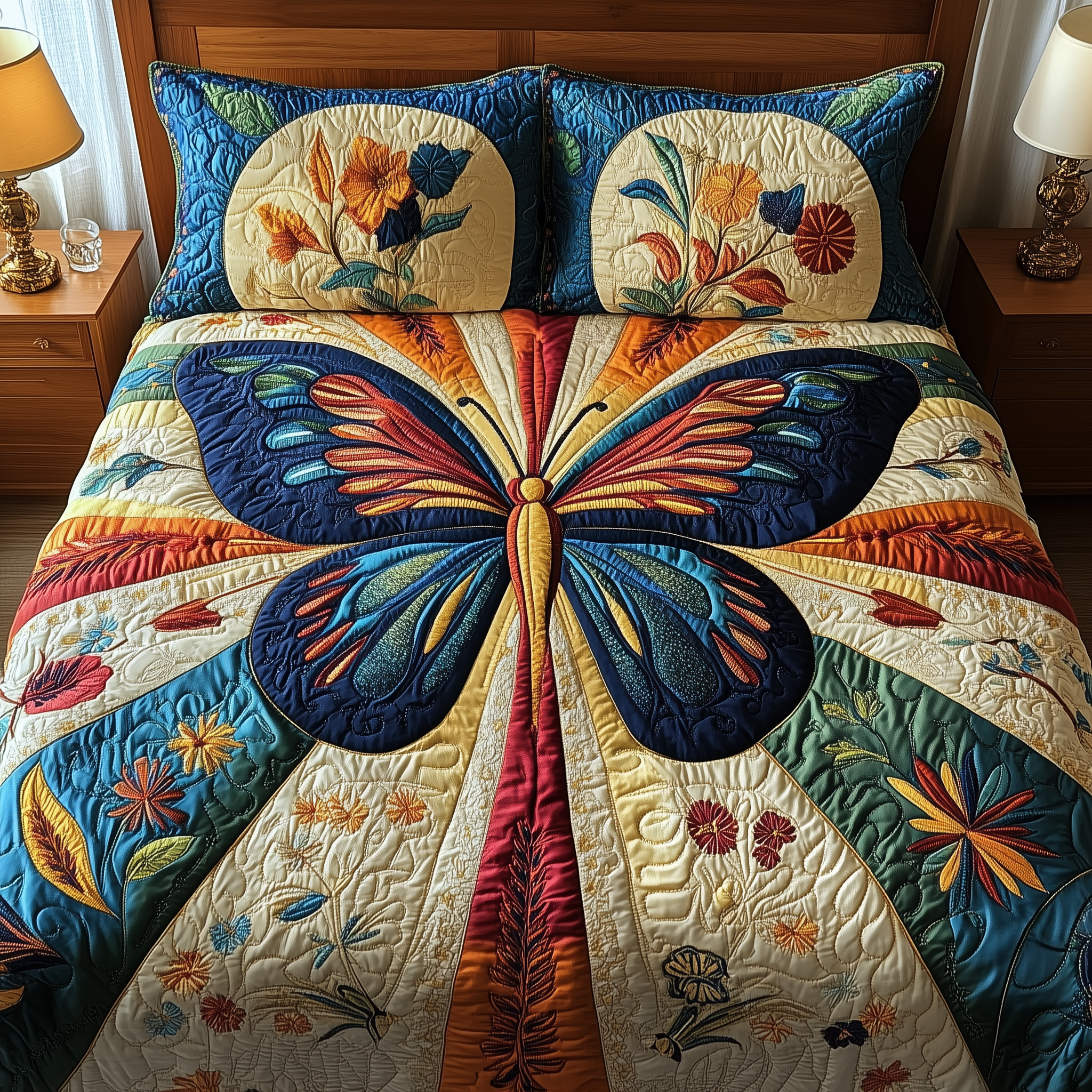 Sunburst Butterfly Quilted Bedding Set Best Sheet Sets Butterfly Gifts For Grandma
