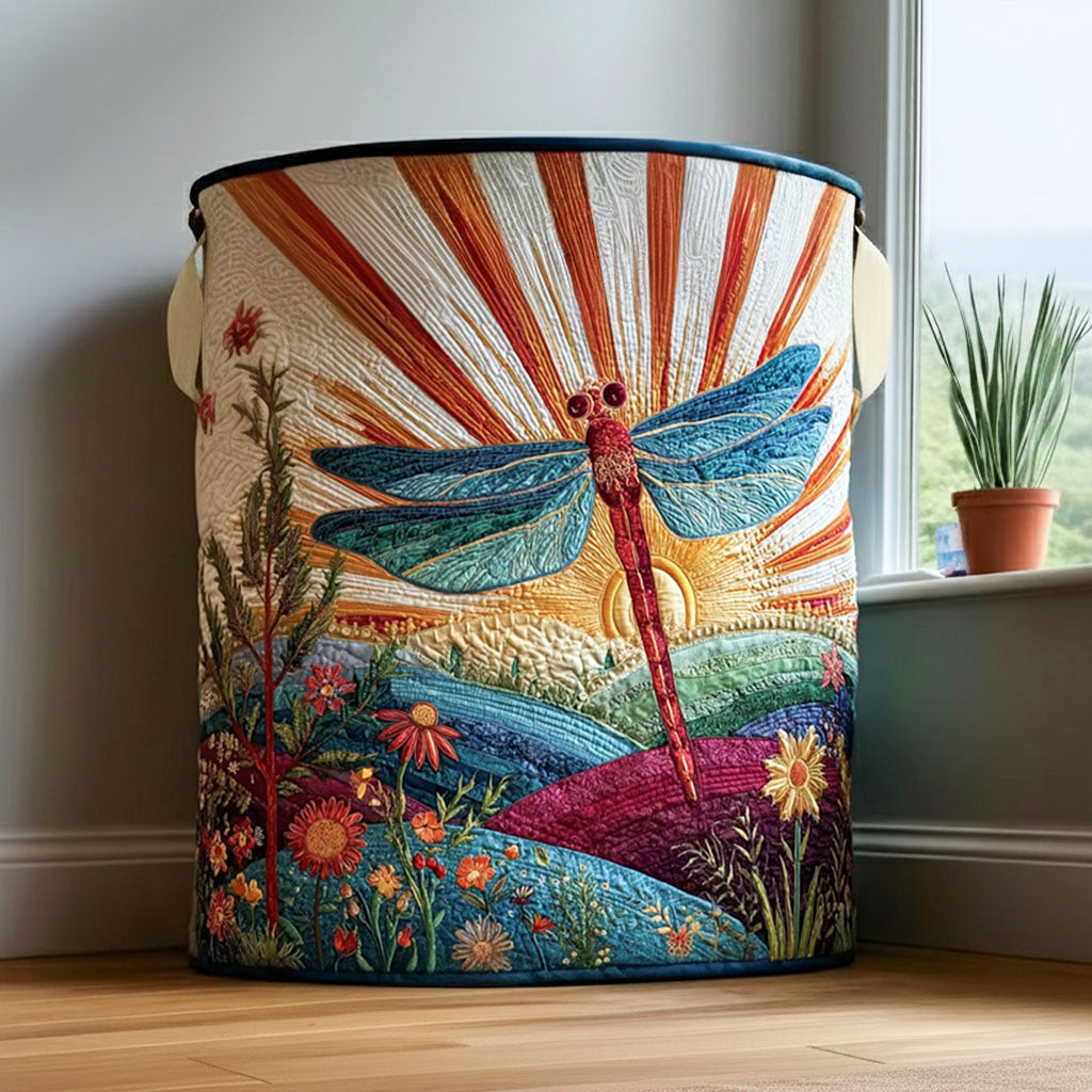 Sunburst Dragonfly Quilted Laundry Basket Unique Laundry Basket Dragonfly Gift Ideas